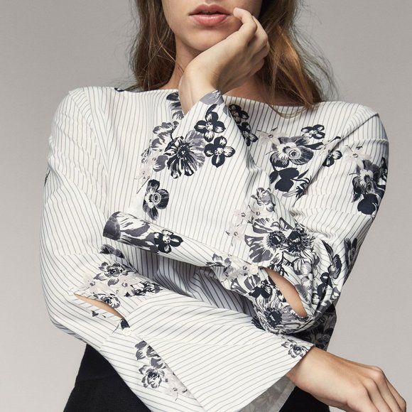 MASSIMO DUTTI Printed Poplin Blouse - Picture 5 of 9